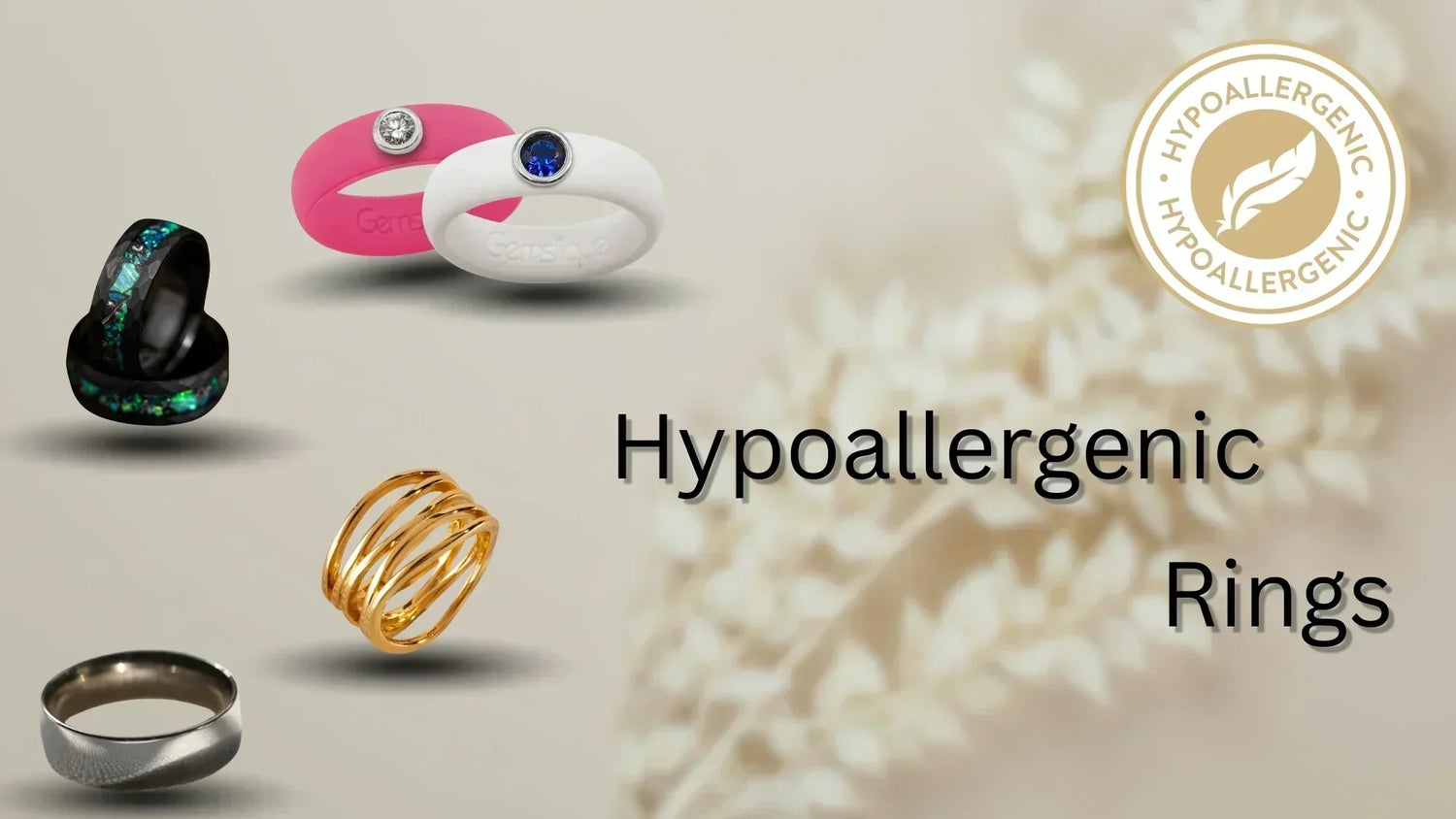 Various hypoallergenic rings including silicone and metal