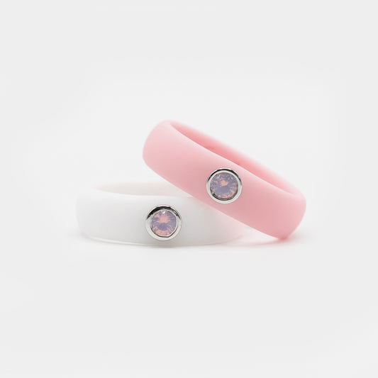 Pink Opal Cubic Zirconia Silicone Ring