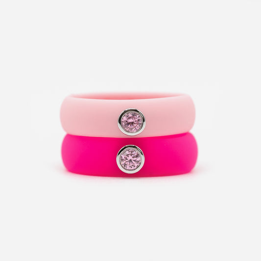 Pink Cubic Zirconia Silicone Ring