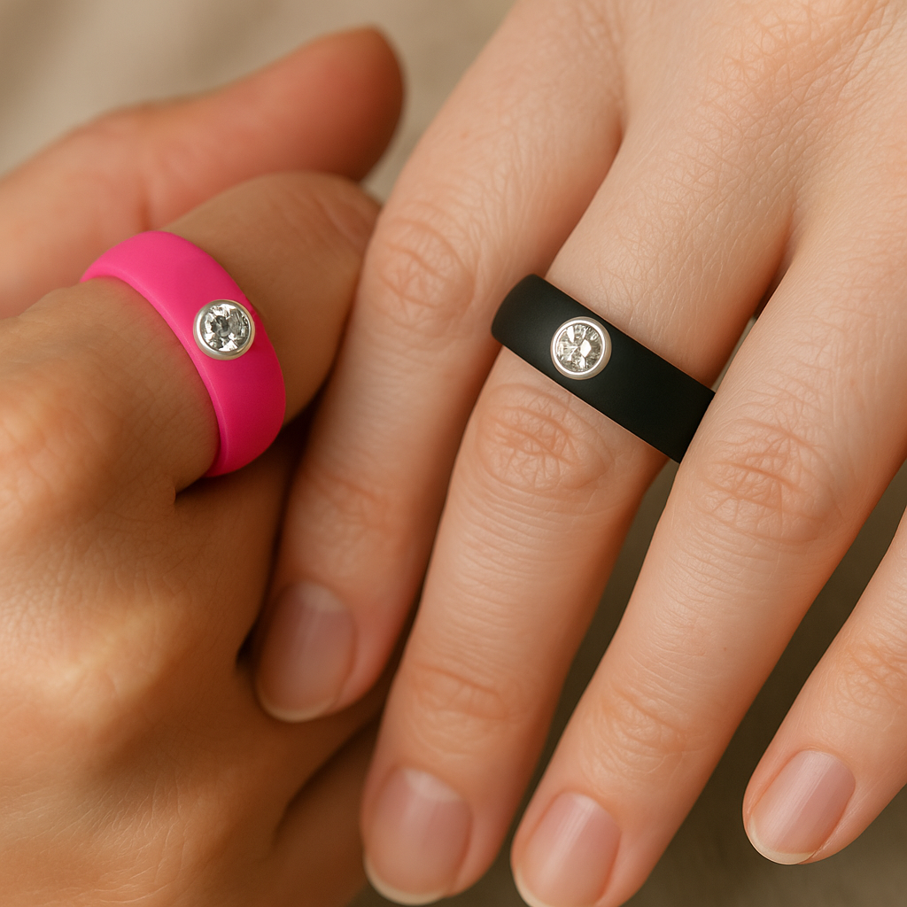 Pink and black Silicone Ring