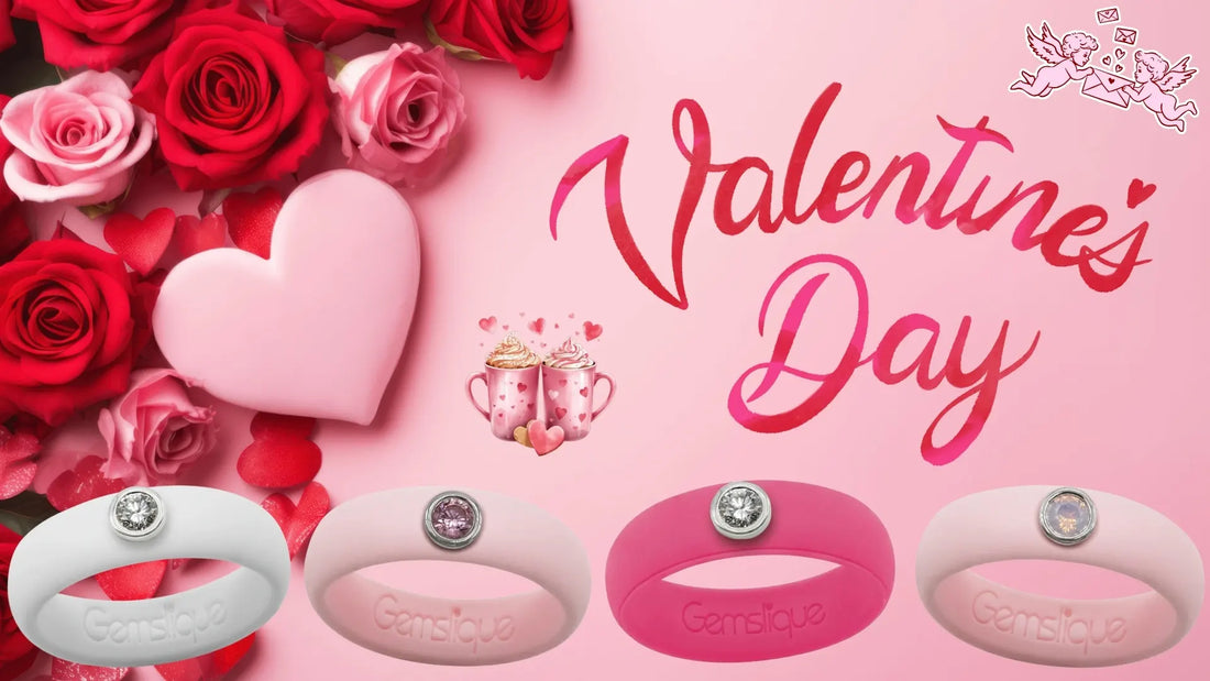 Romantic Valentine gifts with red roses and hearts
