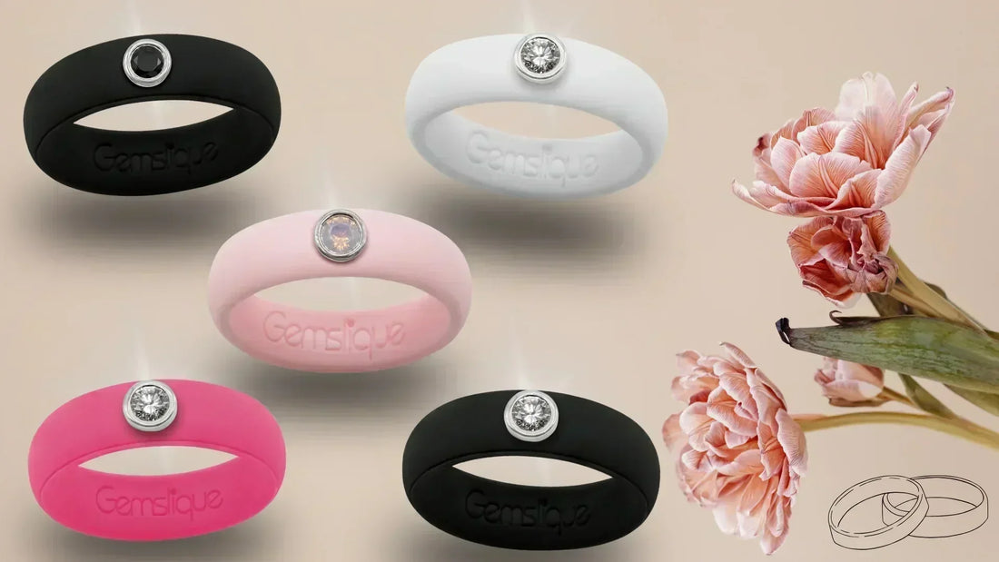 Premium silicone rings in various colors and with gems