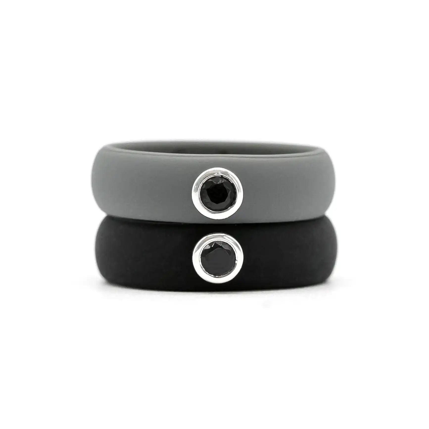 gray and black Silicone Ring