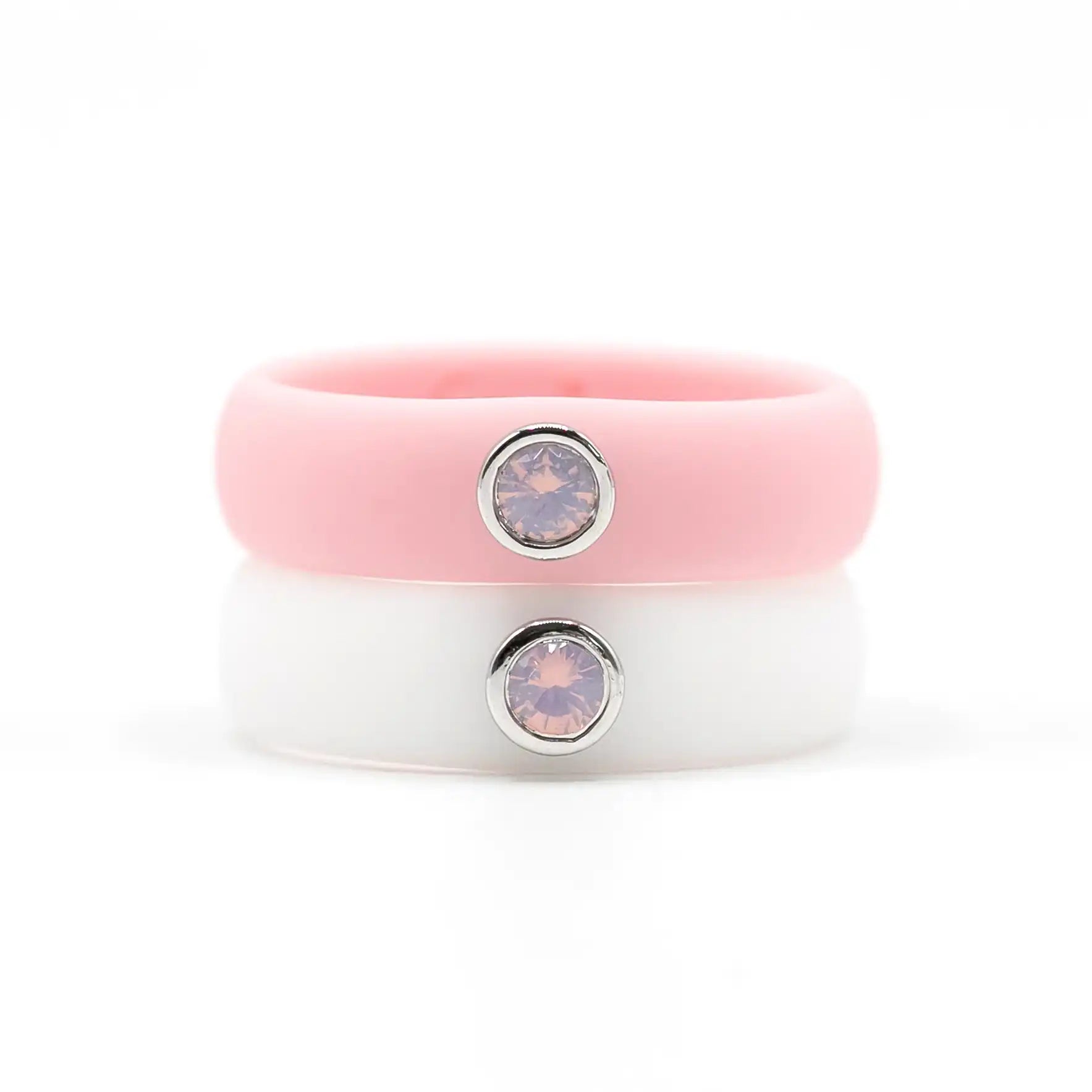 Pink Opal Cubic Zirconia Silicone Ring