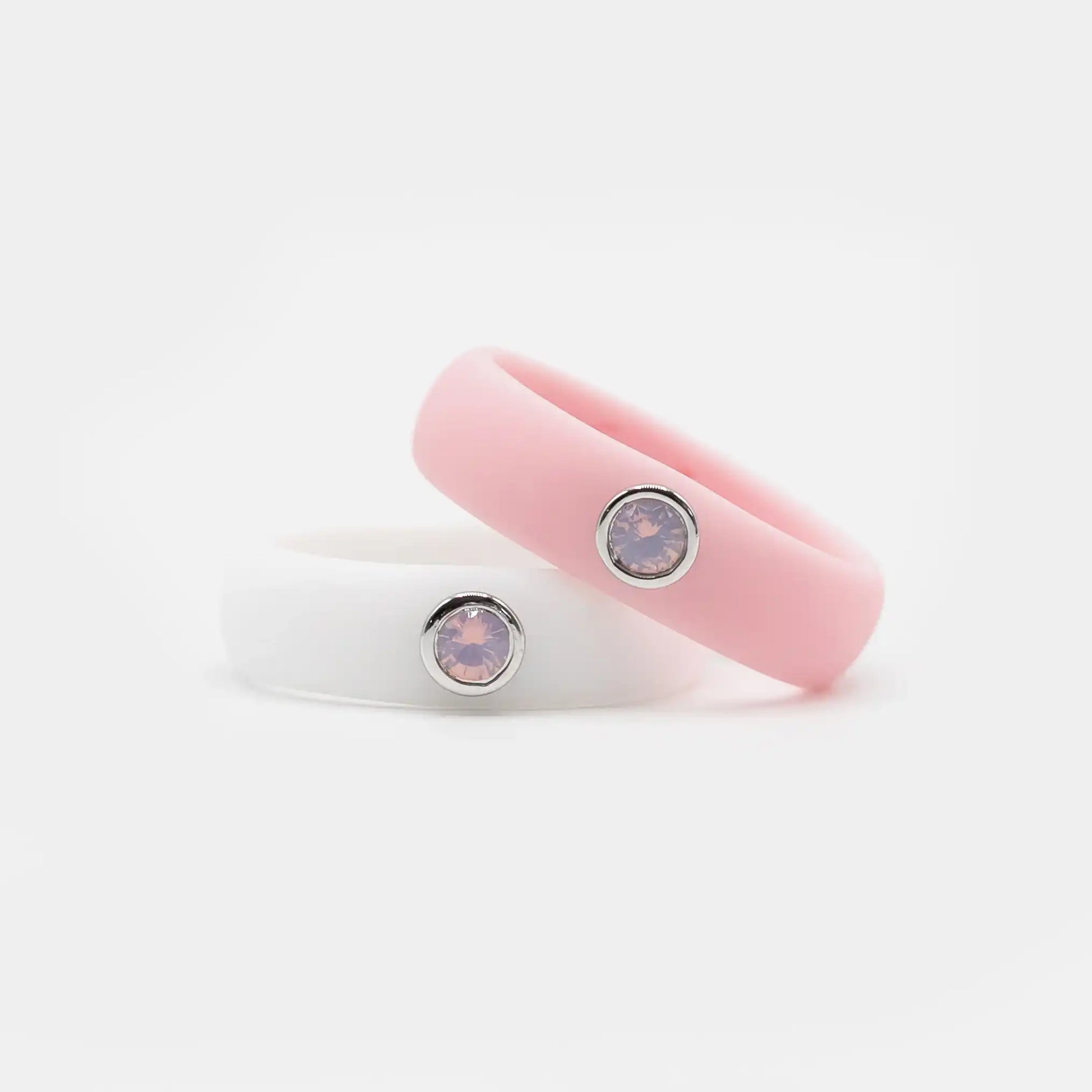 Pink Opal Cubic Zirconia Silicone Ring