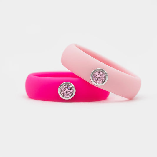 Pink Cubic Zirconia Silicone Ring