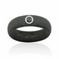 Black silicone ring with a single round black cubic zirconia stone set in silver bezel