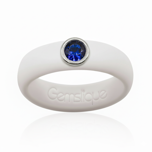 Blue Cubic Zirconia Silicone Ring