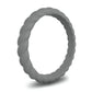 Stone grey twisted silicone ring with braided design on white background