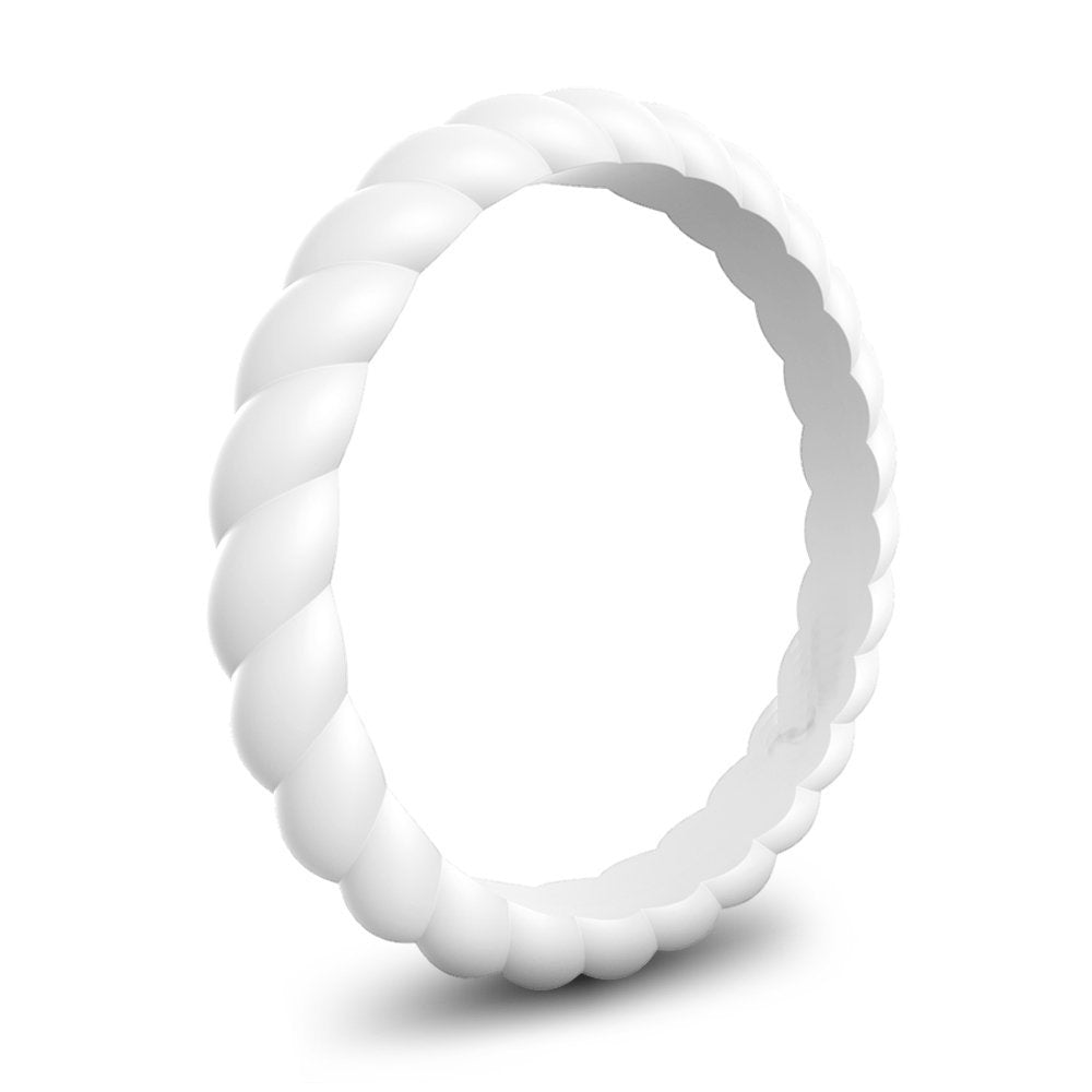 White silicone twisted band ring, durable and comfortable, minimalist style jewelry