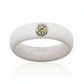 White silicone ring with yellow cubic zirconia stone set in silver bezel on top