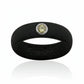Black silicone ring with a single yellow cubic zirconia stone and Gemsique branding