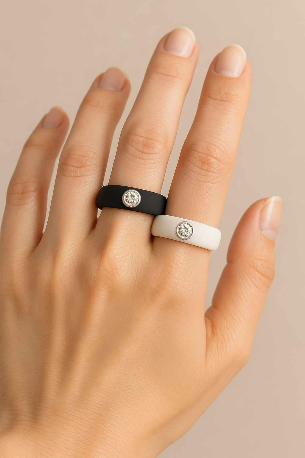 Black and white Silicone Ring